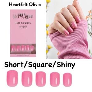 Red Aspen Heartfelt Olivia Short Square Shiny Pink Nail Dashes